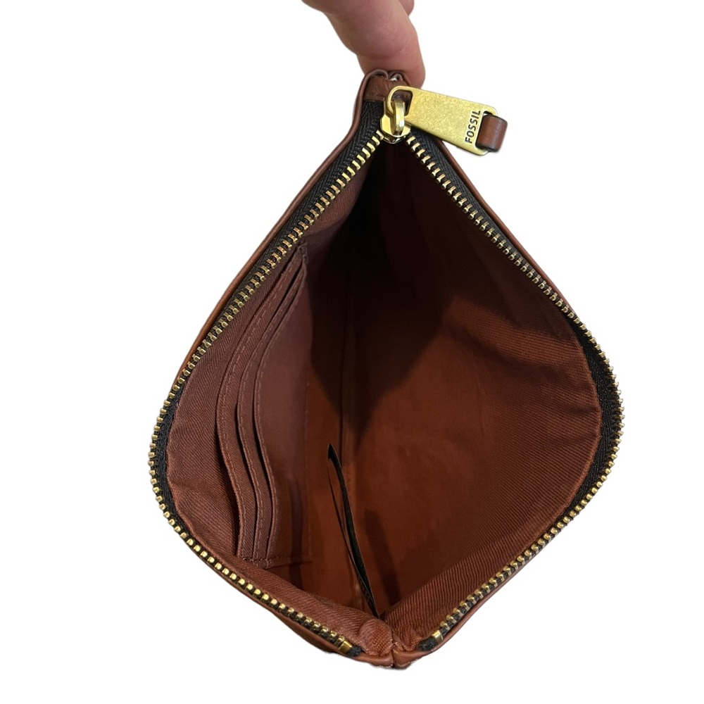 Fossil Leather Wristlet In Brown Multi-Color Block - image 7